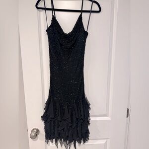 Scala Black Ruffled Tiered Mini Dress